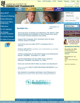 American Society of Consultant Pharmacists Screenshot