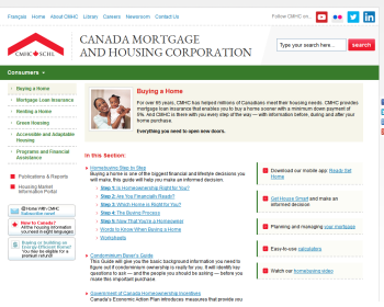Canada Mortgage and Housing Corporation Web page