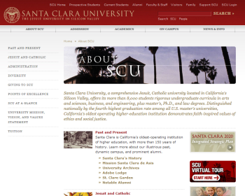 Santa Clara University Web page