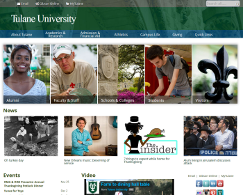 Tulane University Web page