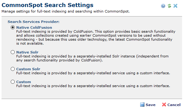 CommonSpot Search Settings