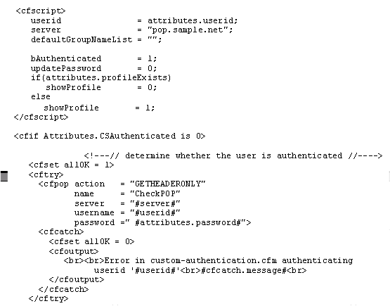 Custom Authentication - POP code