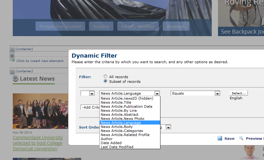 Dynamic List Filter
