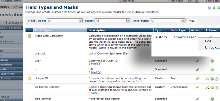 Field Types and Masks