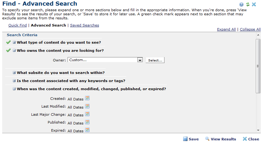 Advanced Search Options