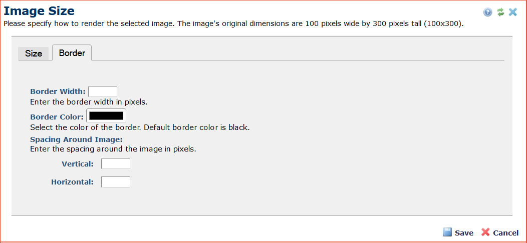 Image Size Dialog - Borders