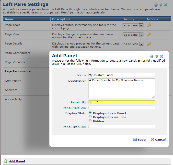 Custom Left Panel Reports