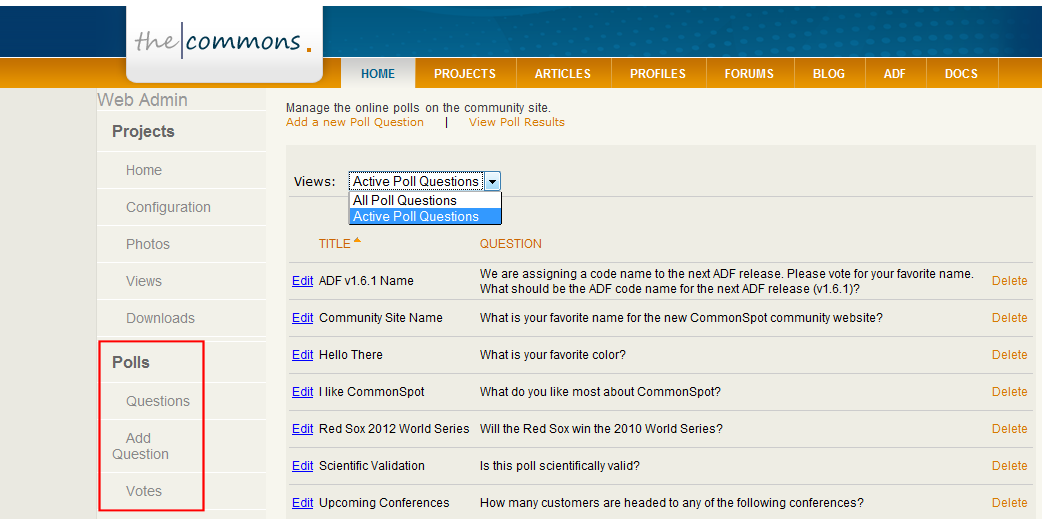 Poll App Administrative Dashboard
