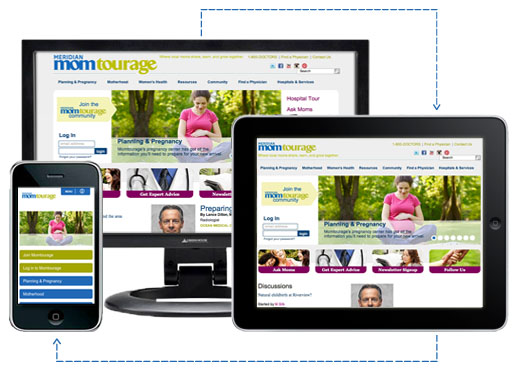 CommonSpot customer Meridian Health's Momtourage website which has a mobile and responsive design
