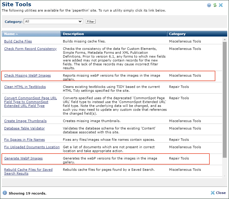 Utilities in Site Tools