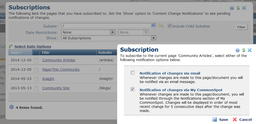 Subscriptions - Email