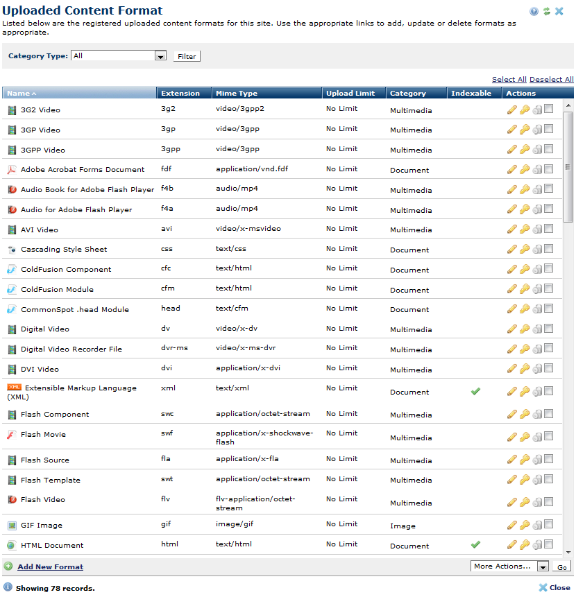 Upload Document Format Dialog