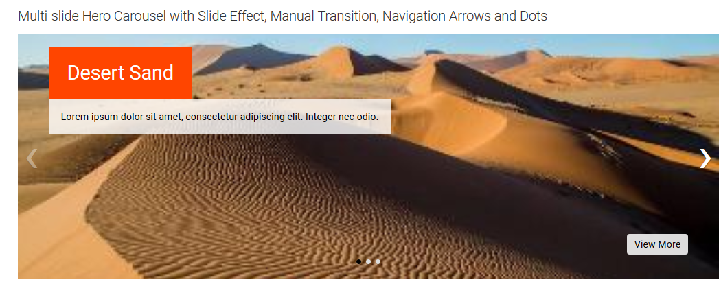 Manual Transition, Navigation Arrows and Dots