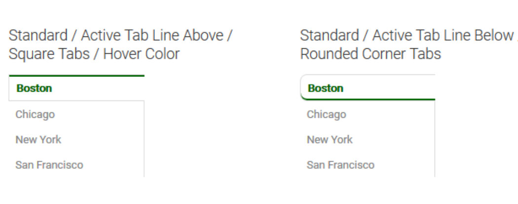 Standard / Active Tab Line Above / Square Tabs / Hover Color Standard Active Tab Line Above Square Tabs Hover Color
